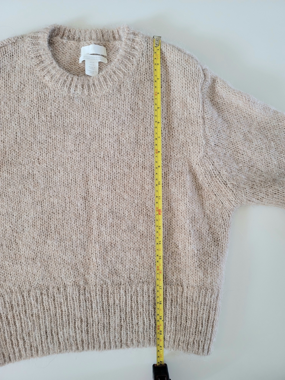 H&M Wool/Alpaca Blend Crew Neck Long Sleeve Taupe Sweater, XS - Picture 5 of 9